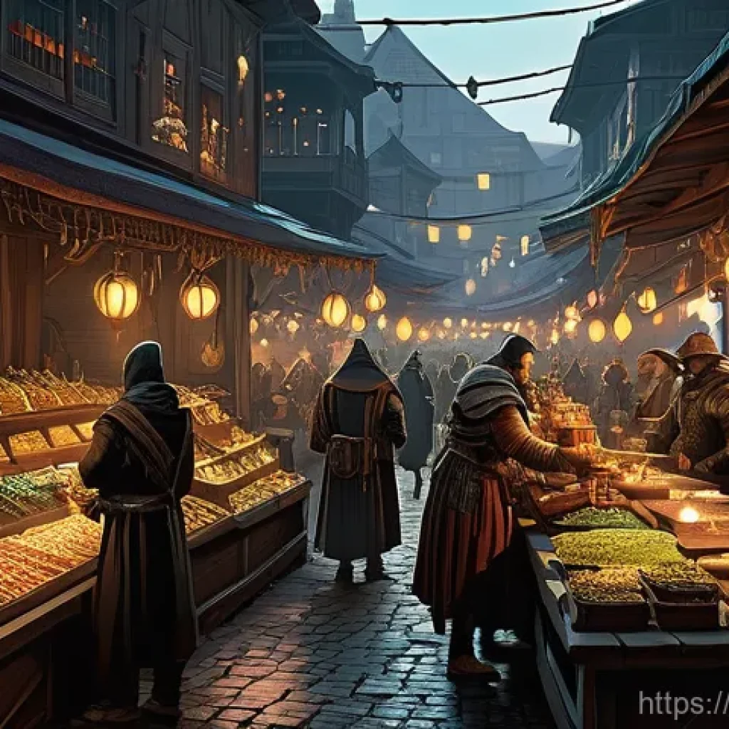디아블로2 거래 팁 - **Prompt 1: "The Bustling Trade Hub"**
    A vibrant and slightly chaotic marketplace scene set in a...