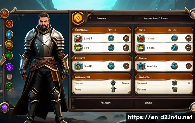 디아블로2 필수 유틸리티 프로그램 - A detailed digital illustration of a fantasy game inventory screen showcasing an advanced stash sort...